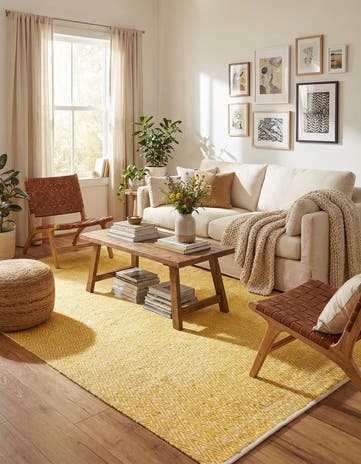 Yellow Hand Woven Chindi Chevron Rug