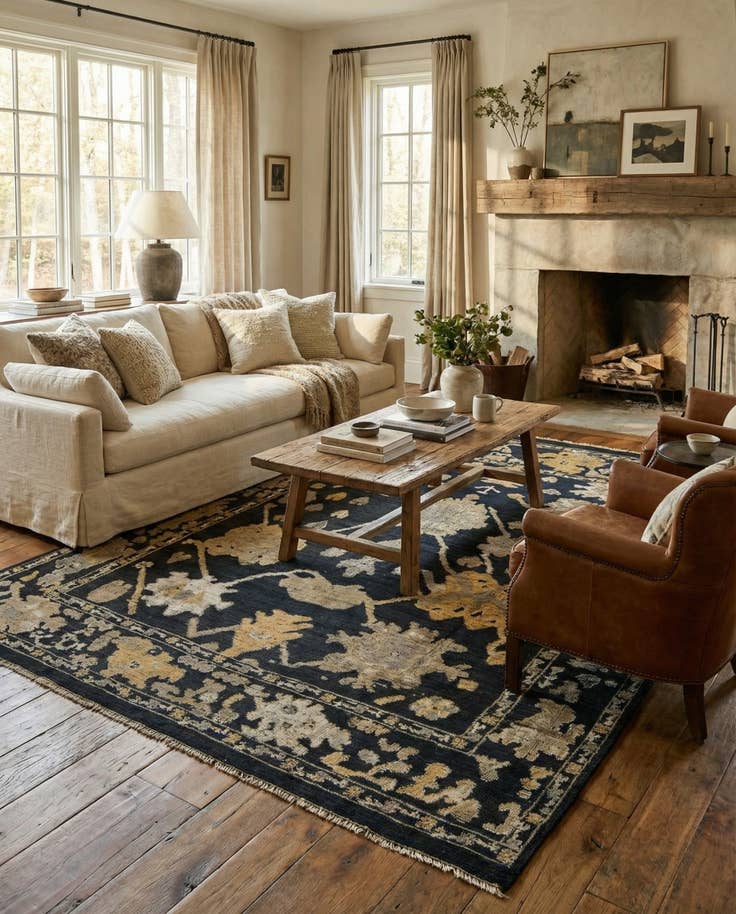 Detail image of 9' 3 x 12' 4 Hand Knotted Oushak Wool Rug