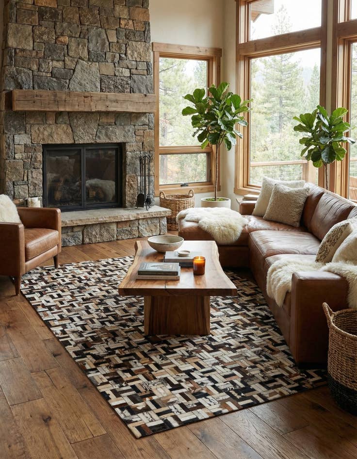 Detail image of 4' 11 x 7' 10 Cowhide - Patchwork Rug