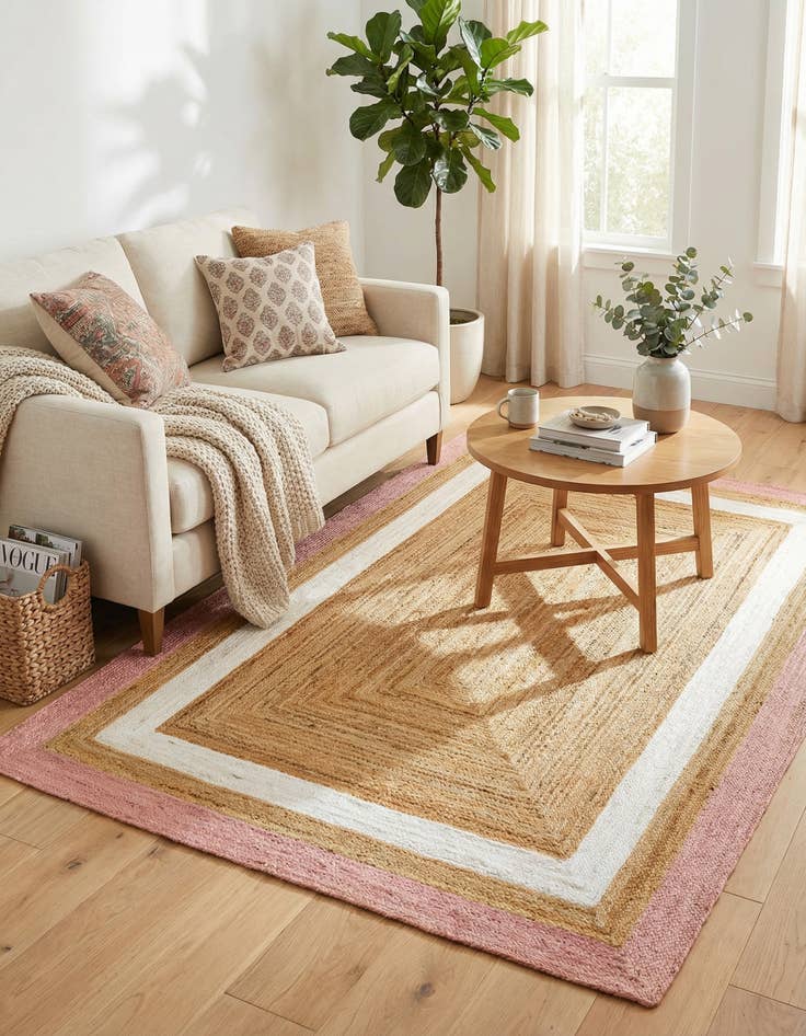 Detail image of 6' 1 x 9'  Hand Braided Jute Rug