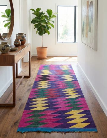 3' 10 x 11' 2 Hand Woven Kilim Modern Wool Runner Rug