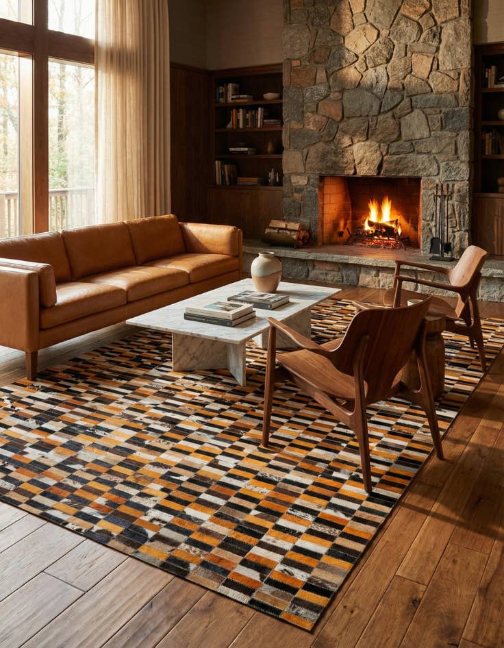 Detail image of  5' x 7' 11 Cowhide - Patchwork Rug