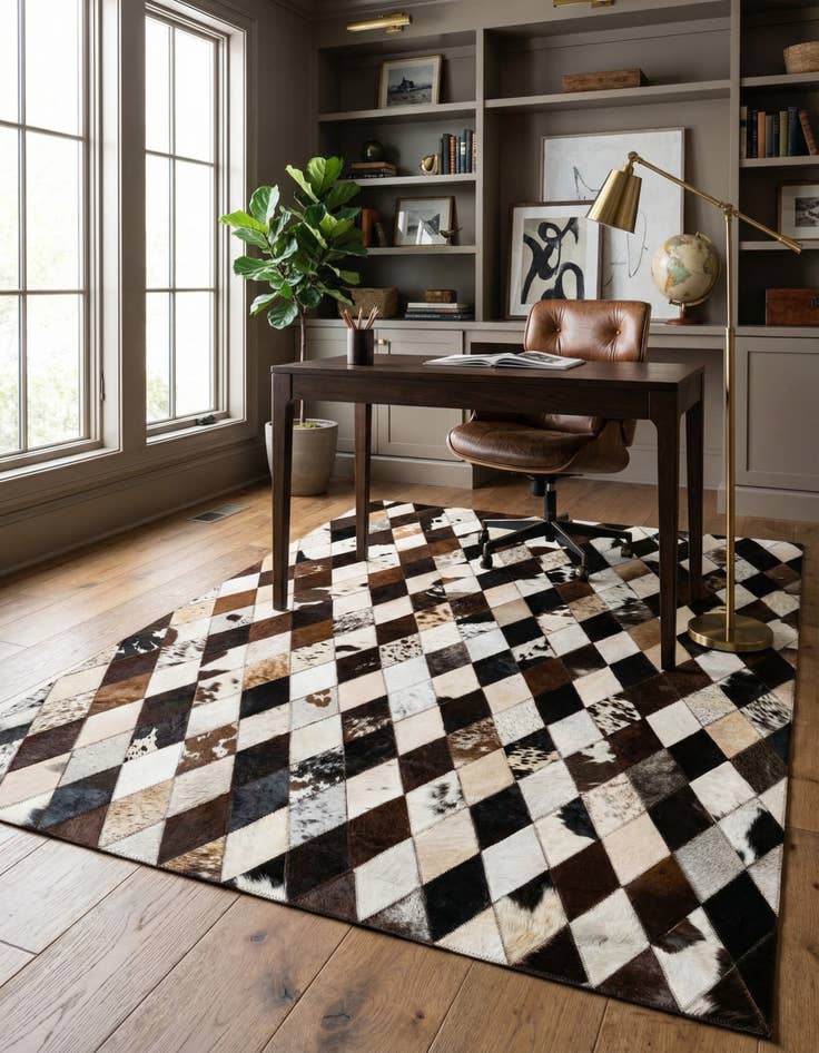 Detail image of 4' 1 x 5' 10 Cowhide Stocks Rug