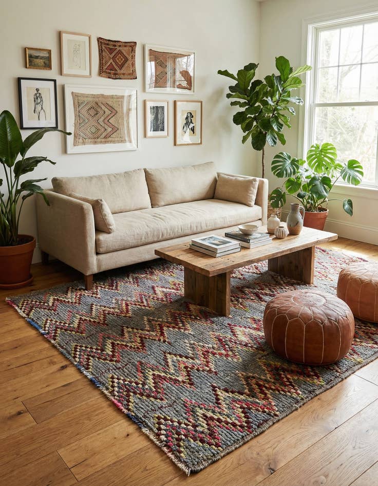 Detail image of 6' 3 x 9' 8  Hand Knotted Moroccan Wool Rug