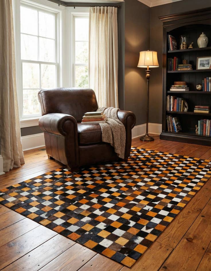 Detail image of 5' 2 x 8' Cowhide - Patchwork Rug