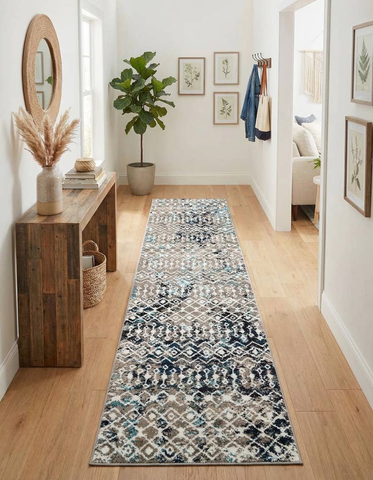 Detail image of  2' 7 x 10' Moroccan Trellis Runner Rug
