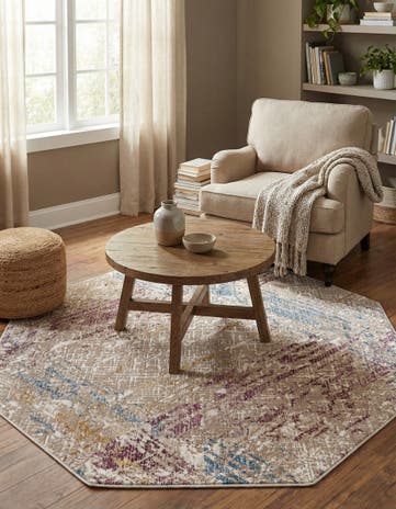 Ivory and Gray Deepa Octagon Rug