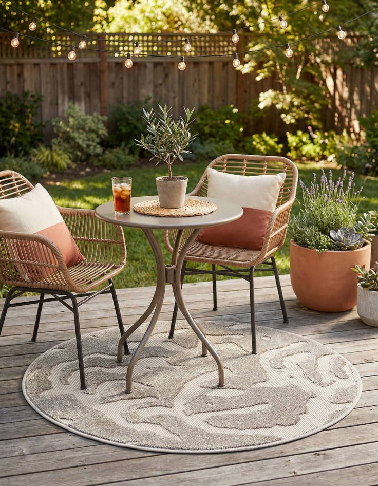 Detail image of 3' x 3'  Washable Sabrina Soto Indoor / Outdoor Round Rug