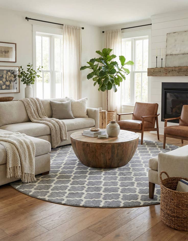 Detail image of  12' 2 x 12' 2 Lattice Round Rug