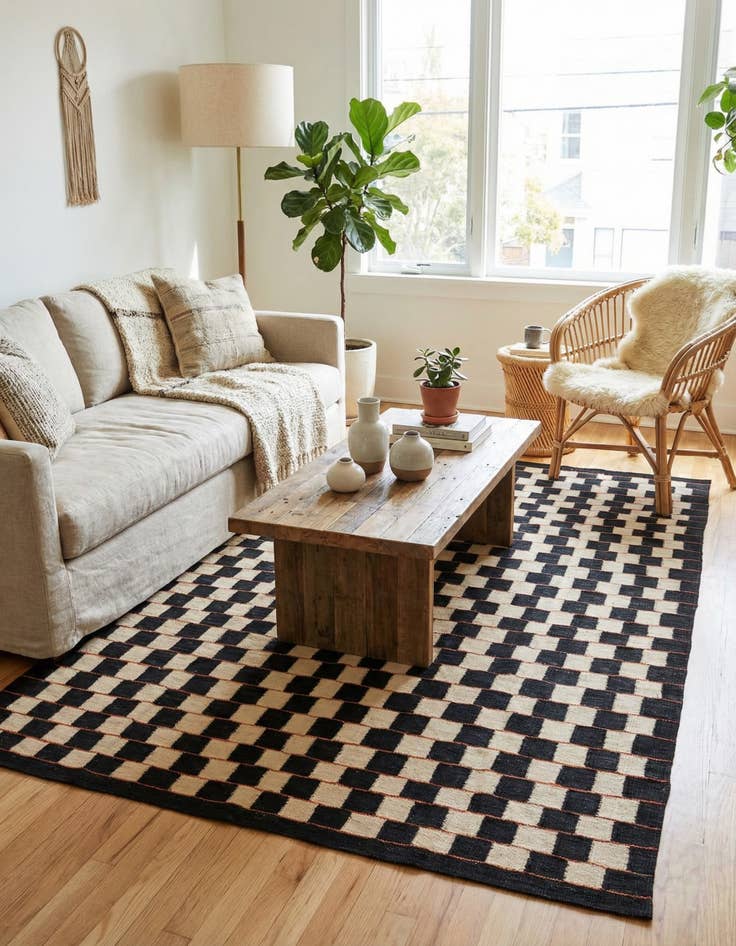 Detail image of 4' 9 x 6' 5  Hand Woven Kilim Modern Wool Rug