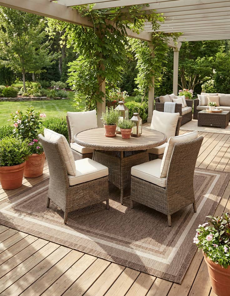 Detail image of 10' x 10'  Washable Border Indoor / Outdoor Square Rug