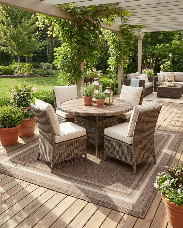 10' x 10' Easy-Clean Border Indoor / Outdoor Square Rug