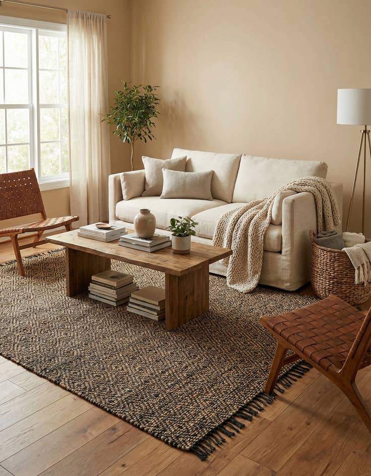 Detail image of 7' 1 x 10'  Hand Woven Braided Jute Rug