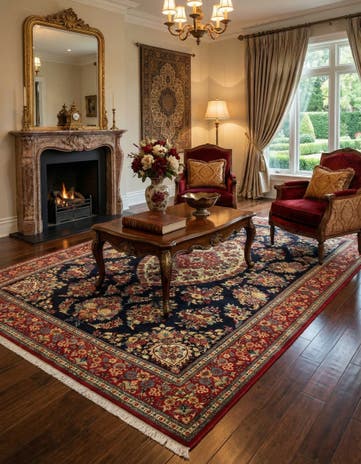 6' 7 x 9' 9 Hand Knotted Qom Persian Rug