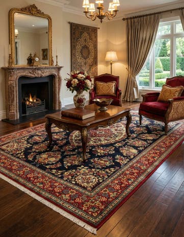 6' 7 x 9' 9 Hand Knotted Qom Persian Rug