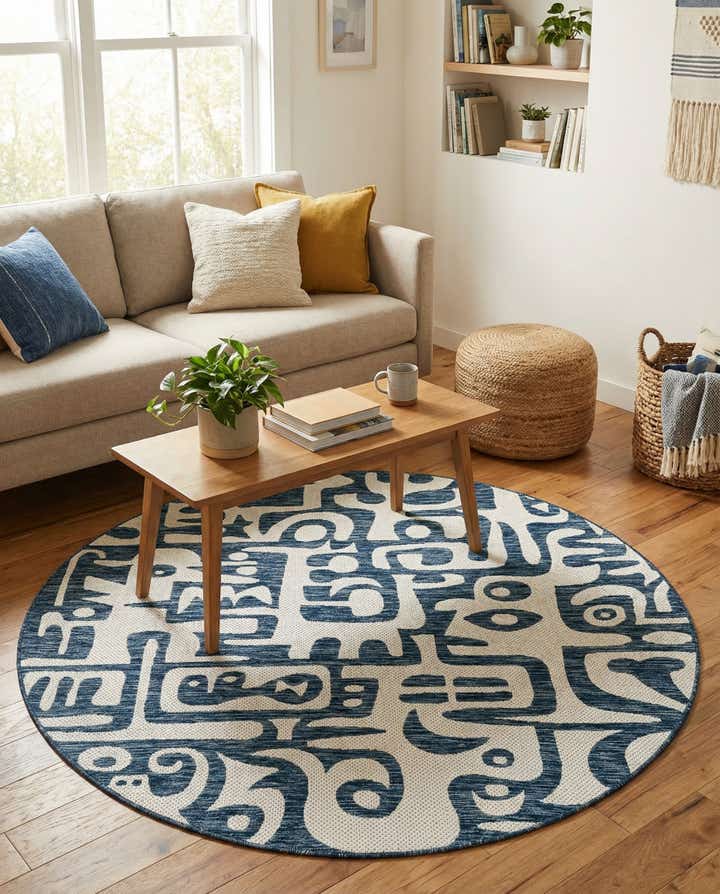 6' x 6' Easy-Clean Modern Indoor / Outdoor Round Rug