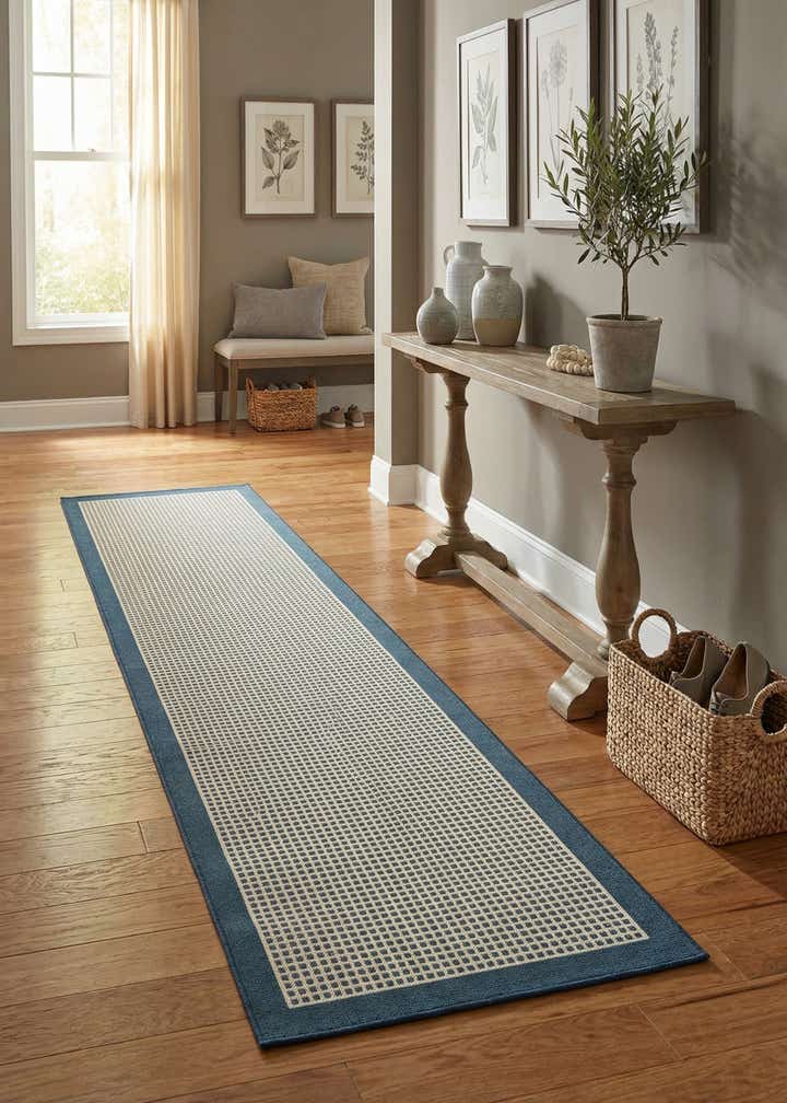 2' 7 x 12' Easy-Clean Border Indoor / Outdoor Runner Rug