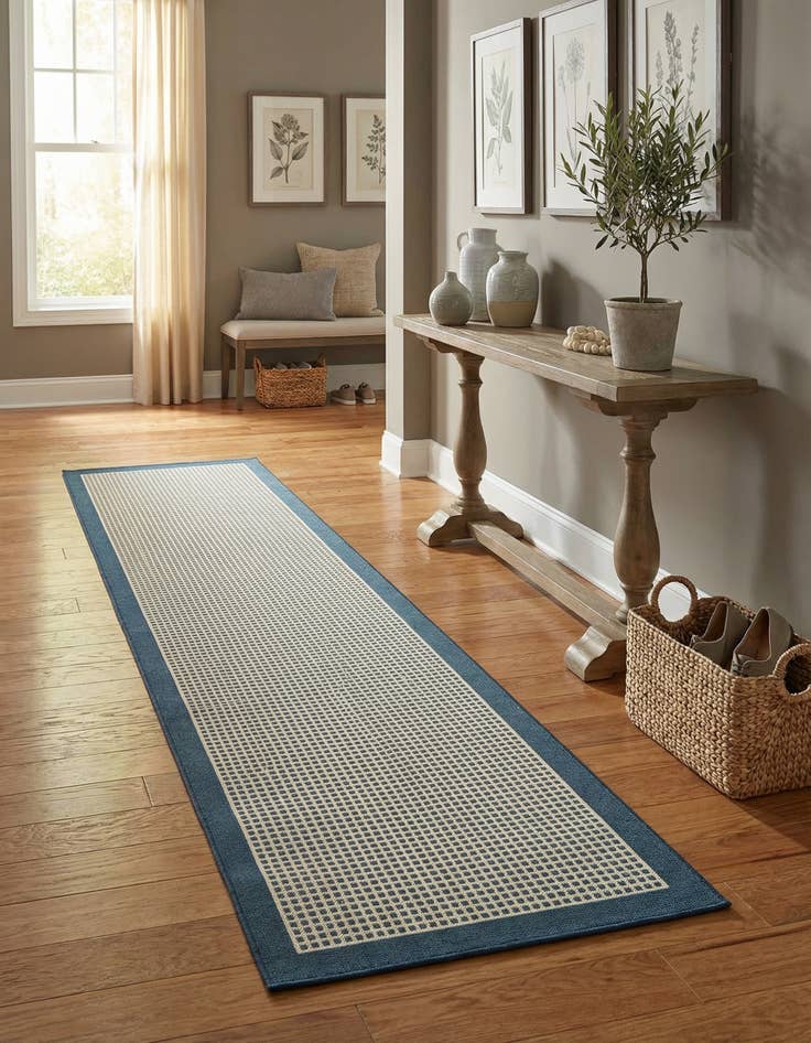 Detail image of 2' 7 x 12' Easy-Clean Border Indoor / Outdoor Runner Rug