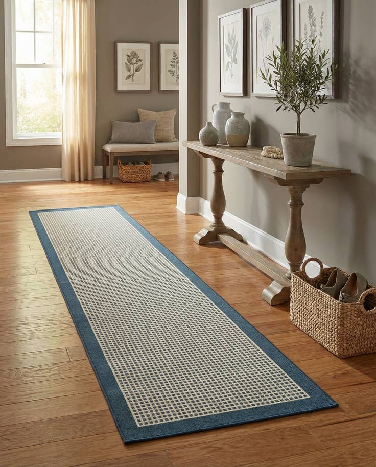 Detail image of 2' 7 x 12' Easy-Clean Border Indoor / Outdoor Runner Rug