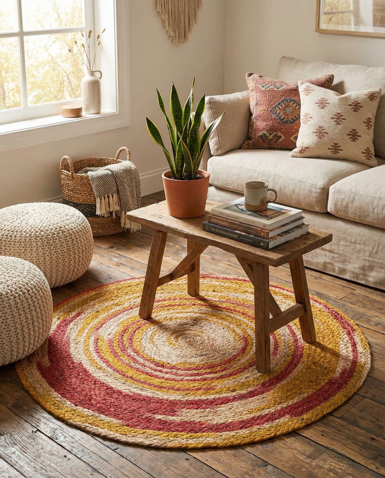 3' 1 x 3' 1 Handmade Braided Jute Round Rug