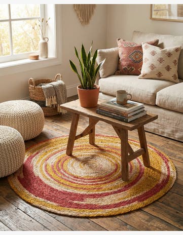 3' 1 x 3' 1 Handmade Braided Jute Round Rug