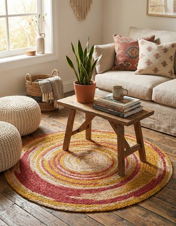 3' 1 x 3' 1 Handmade Braided Jute Round Rug