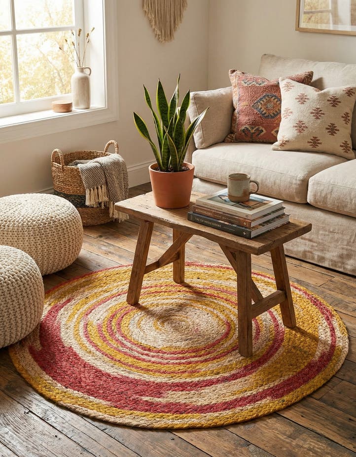 3' 1 x 3' 1 Handmade Braided Jute Round Rug