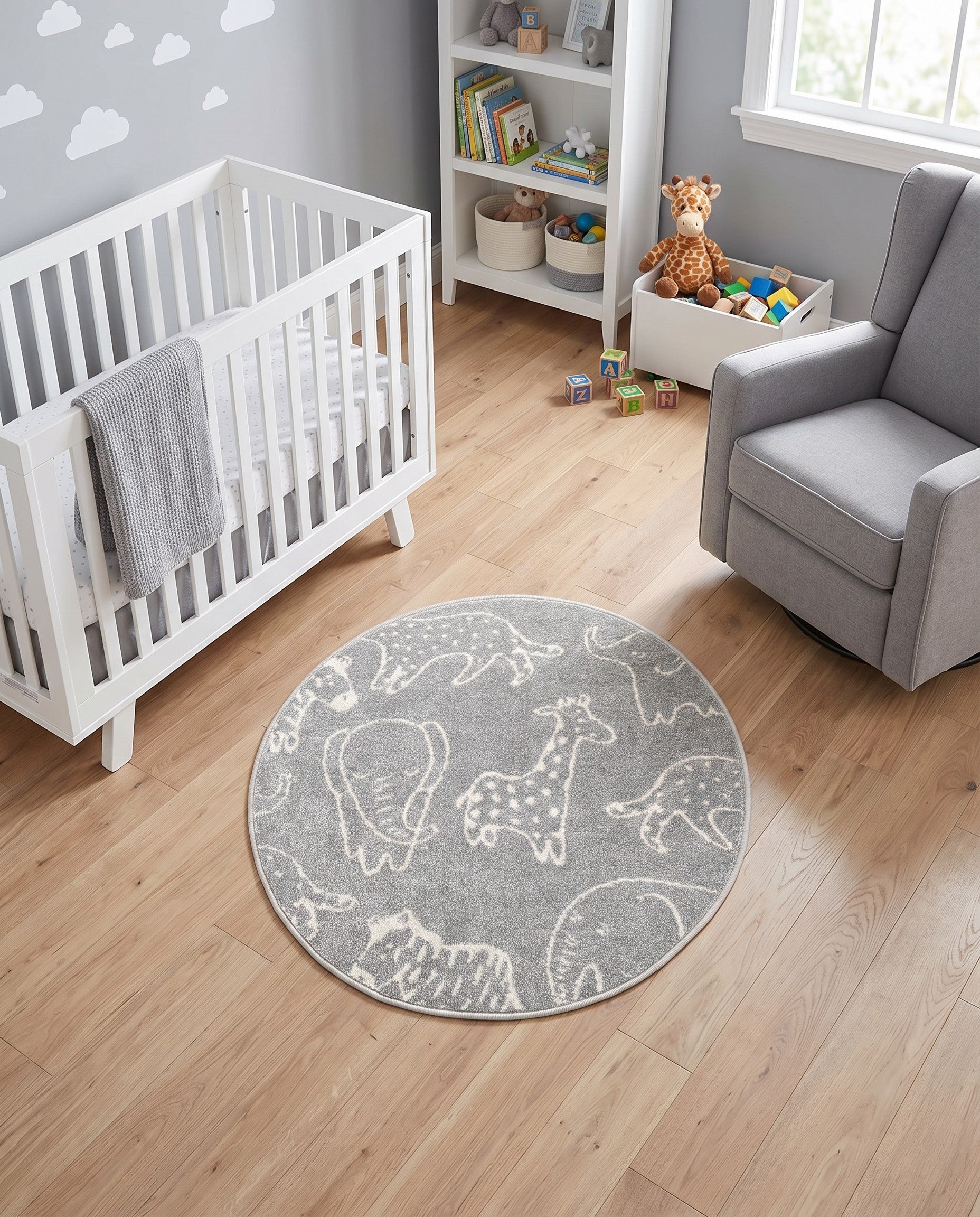 3' 3 x 3' 3 Animals Whimsy Kids Round Rug