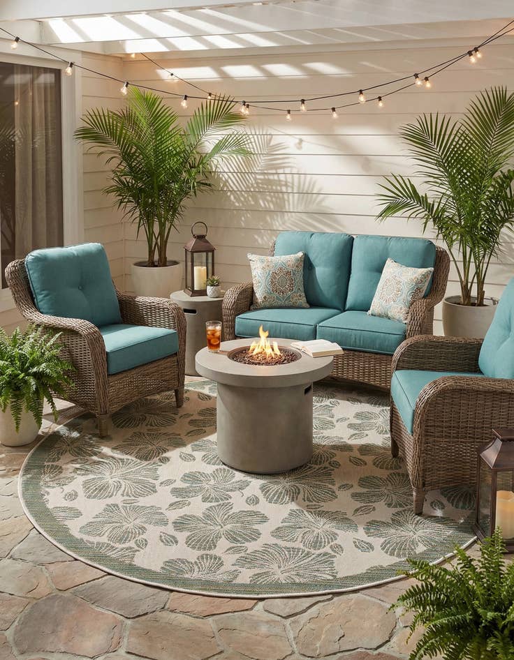 Detail image of 7' 10 x 7' 10  Washable Baja Indoor / Outdoor Round Rug