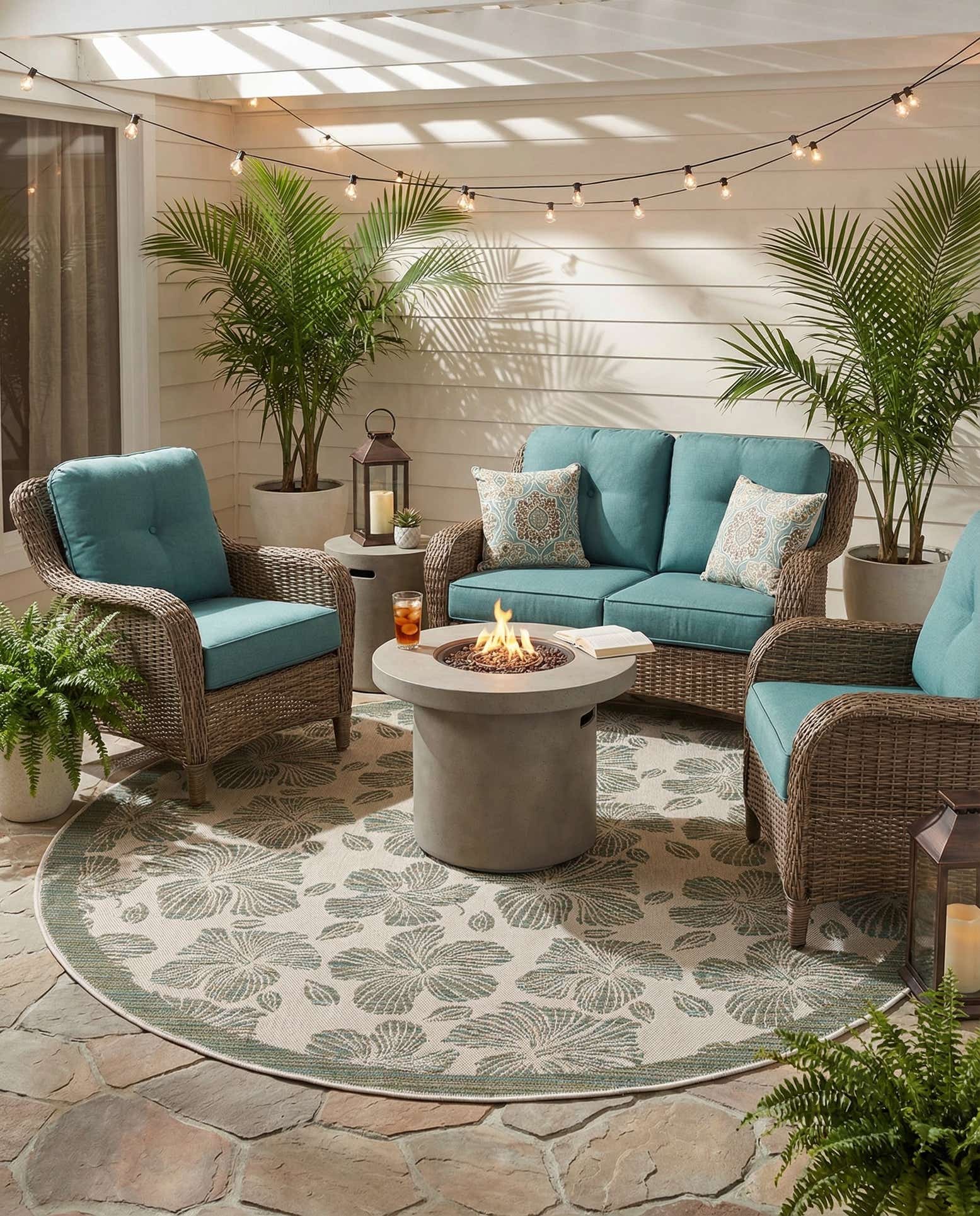 7' 10 x 7' 10 Easy-Clean Baja Indoor / Outdoor Round Rug