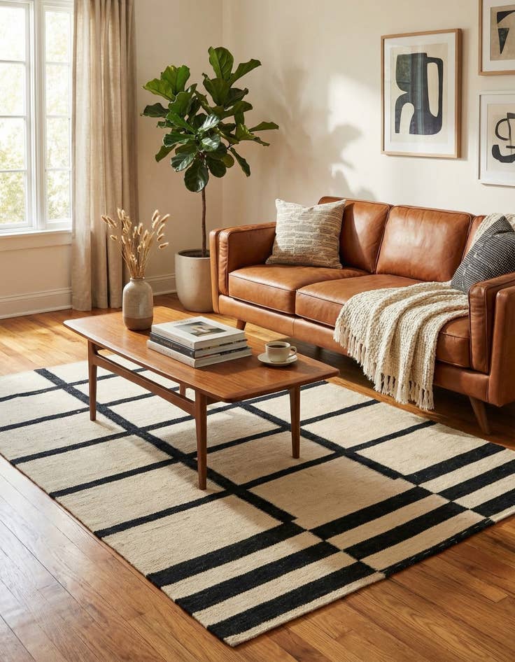 Detail image of 3' 5 x 5' 2  Hand Woven Kilim Modern Wool Rug