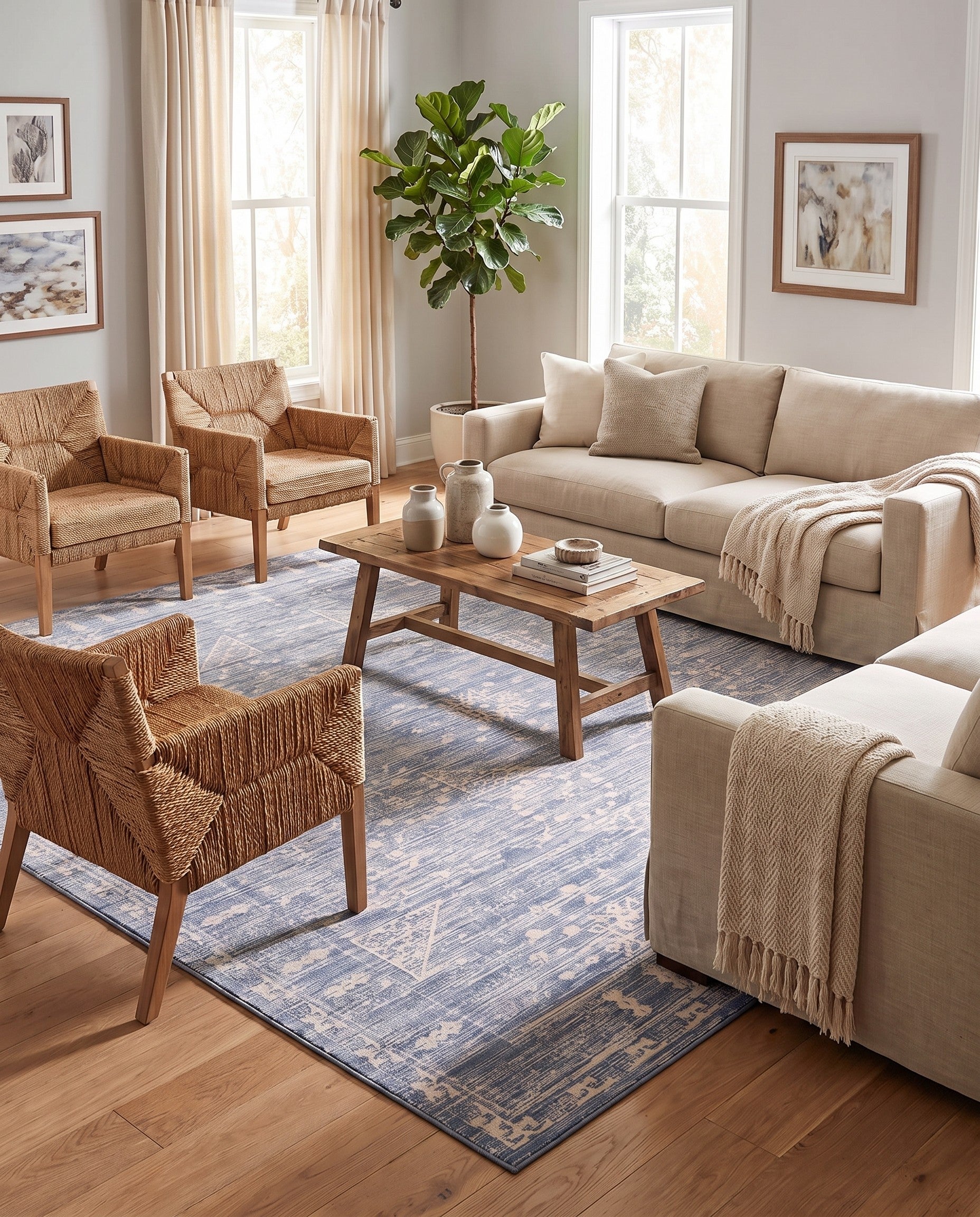 Blue Victoria Square Rug