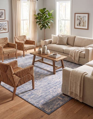 Blue Victoria Square Rug