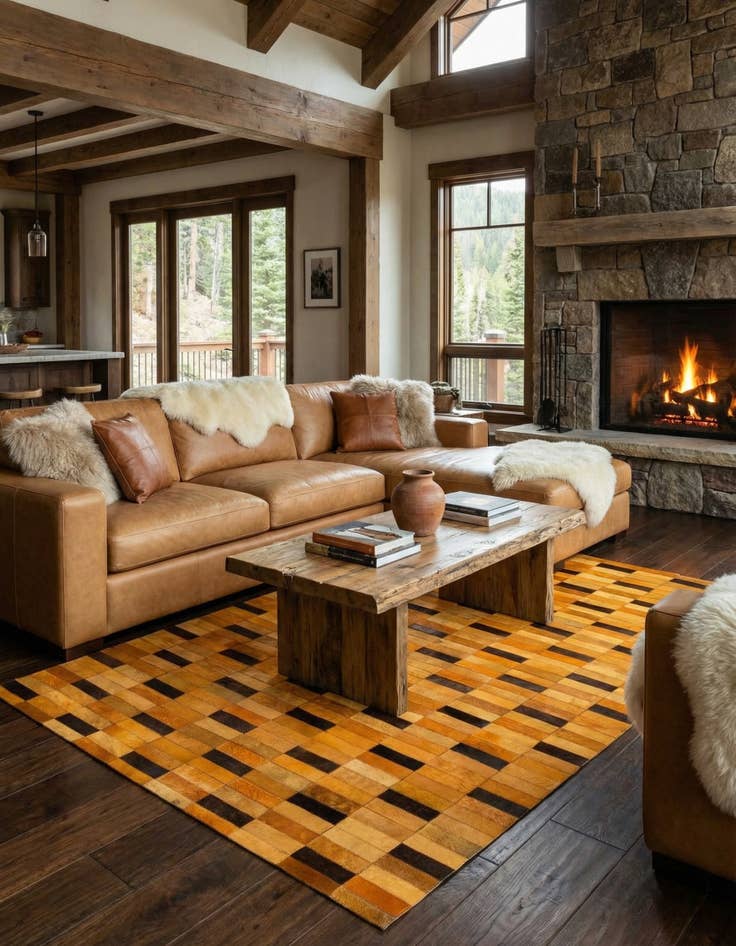 Detail image of  5' 1 x 7' 11 Cowhide - Patchwork Rug