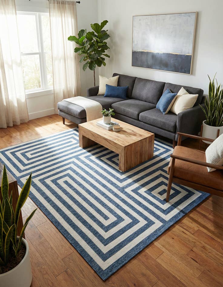 Detail image of  12' x 12'  Washable Modern Indoor / Outdoor Square Rug