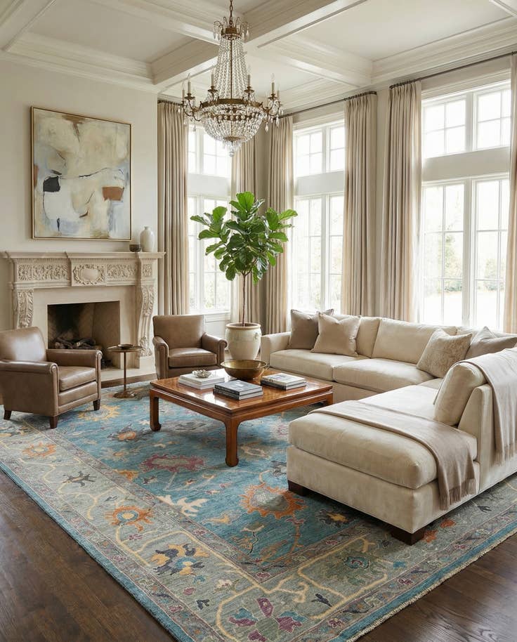 Detail image of 8' 11 x 11' 11 Hand Knotted Oushak Rug