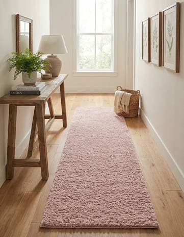 Pink Soft Solid Shag Runner Rug