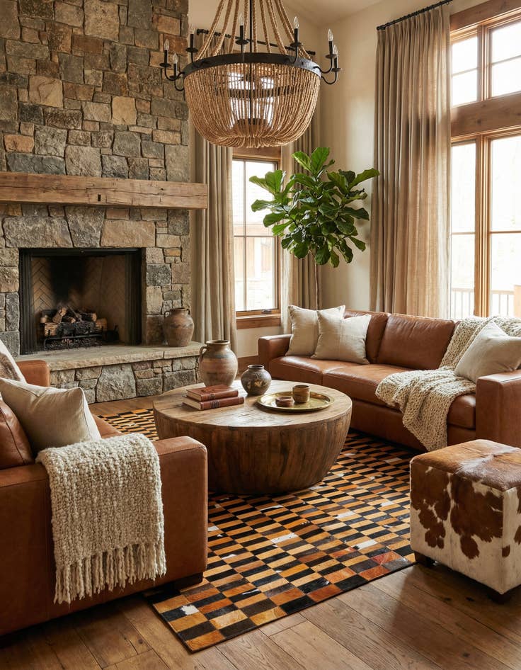 Detail image of  8' 1 x 9' 11 Cowhide - Patchwork Rug