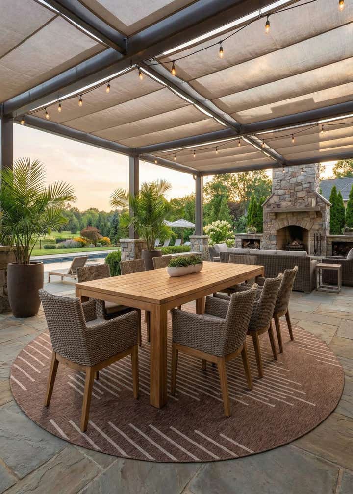 13' x 13' Easy-Clean Modern Indoor / Outdoor Round Rug