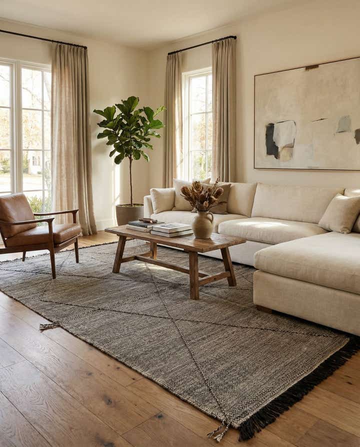 7' x 9' 7 Hand Knotted Moroccan Wool Rug