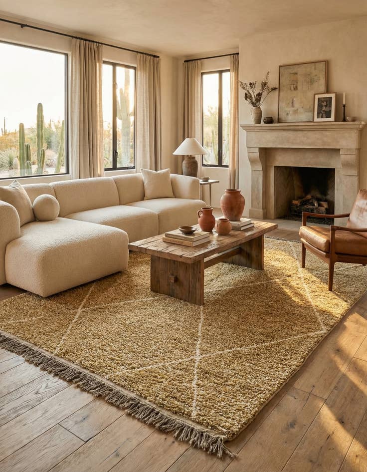 Detail image of  6' 8 x 9' 8  Hand Knotted Moroccan Wool Rug