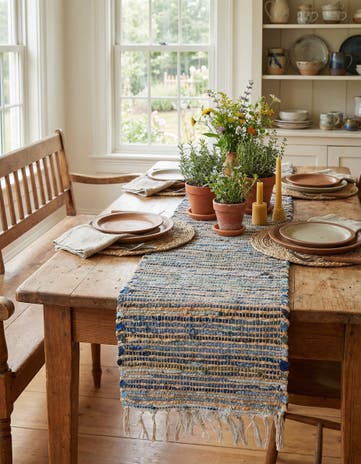 1' 2 x 10' Hand Woven Chindi Jute Table Runner Rug