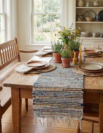 1' 2 x 10' Hand Woven Chindi Jute Table Runner Rug