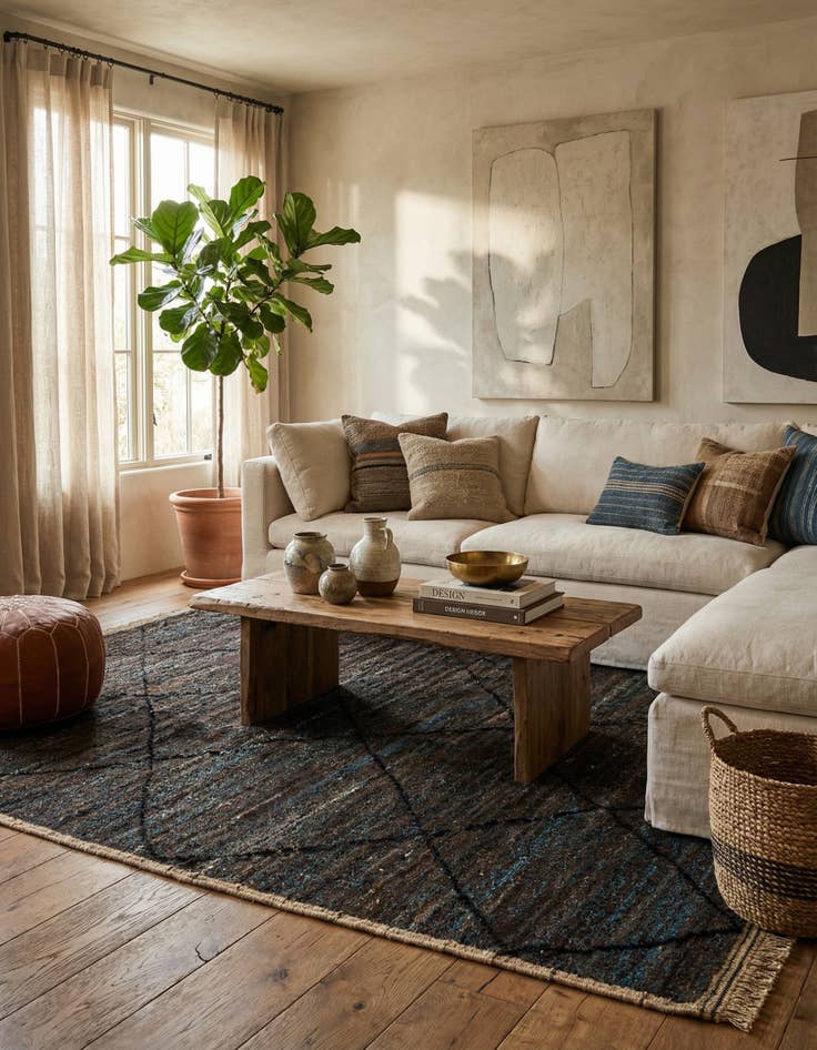 Detail image of 6' 4 x 9' 4  Hand Knotted Moroccan Wool Rug