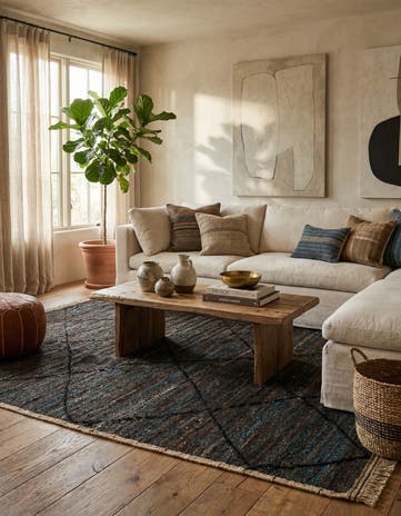 6' 4 x 9' 4 Hand Knotted Moroccan Wool Rug