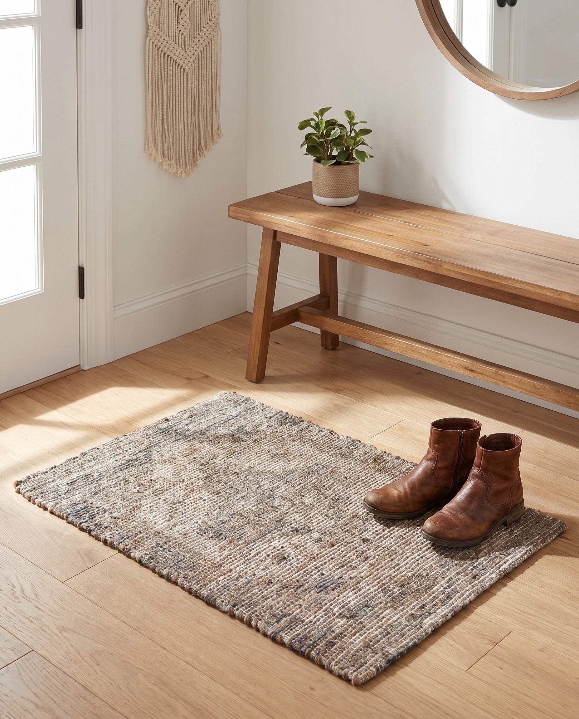 2' x 3' 1 Hand Woven Chenille Jute Rug