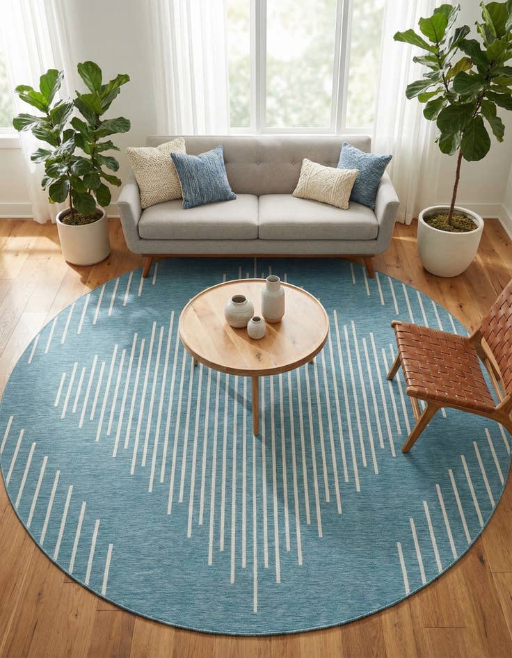 Detail image of 10' 8 x 10' 8 Easy-Clean Modern Indoor / Outdoor Round Rug
