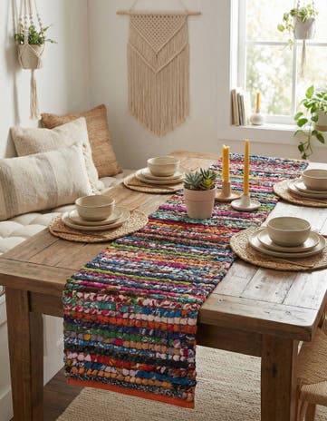 1' 2 x 5' 1 Hand Woven Braided Chindi Table Runner Rug