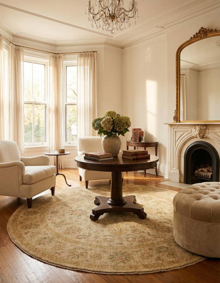 Detail image of 8' 1 x 8' 2 Kaizar Wool Round Rug