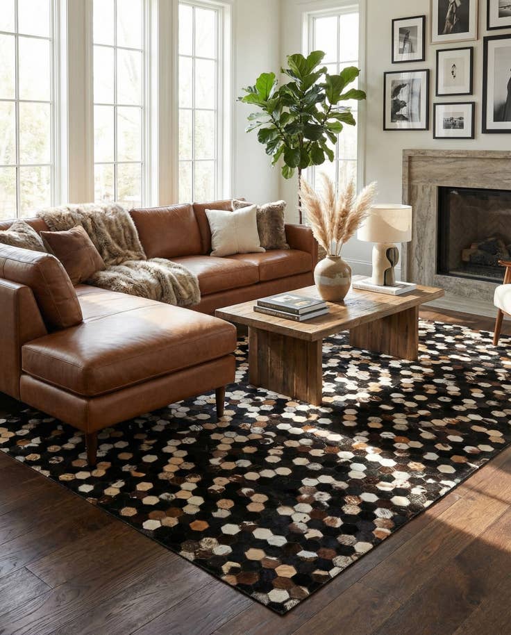 Detail image of 5' x 7' 11 Cowhide - Patchwork Rug